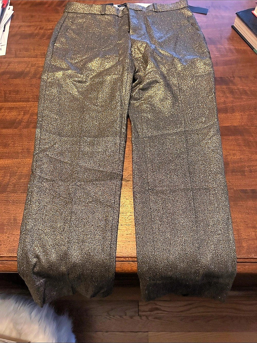 Banana Republic Avery Metallic Ankle Pant Black & Gold Size 4